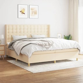 Boxspring posteľ s matracom krémová 200x200 cm látka 3132342