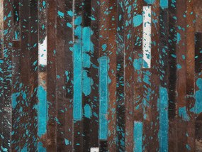 Kožený koberec 160 x 230 cm hnedá/modrá KISIR Beliani