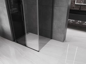Mexen Velar L, sprchový kút s posuvnými dverami 120 x 75 cm, 8mm šedé sklo, čierna matná, 871-120-075-43-70