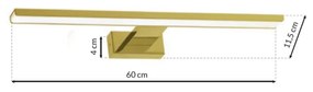 Nástenné LED svietidlo Shine1, 1x LED 13,8w, 4000k, (60 cm), g