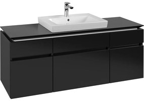 VILLEROY &amp; BOCH Legato závesná skrinka pod umývadlo (umývadlo v strede), 5 zásuviek, 1400 x 500 x 550 mm, Black Matt Lacquer, B68500PD