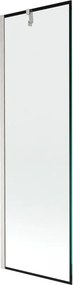 Mexen Next, 1-krídlová vaňová zástena 60 x 150 cm, 6mm číre sklo - čierny vzor, oceľová, 895-060-000-00-70-97