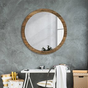 Okrúhle zrkadlo s potlačou Staré drevo fi 90 cm
