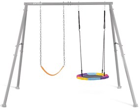 INTEX Detská záhradná hojdačka 44126 – dvojitá (klasická + bocianie hniezdo) pre 3 deti