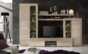 Obývacia stena Boom, dub sonoma, s osvetlením