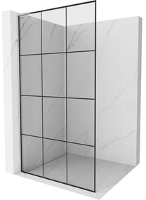 Mexen Kioto L, sprchová zástena Walk-In 120 x 200 cm, 8mm číre sklo čierny vzor, chrómový profil, 800-120-103-01-77