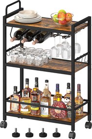 Servírovací vozík Houseland Lexo hnědý/černý