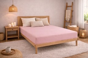 Kvalitex Luxusné bavlnené JERSEY prestieradlo s lycrou 90x200 cm - svetlo ružová