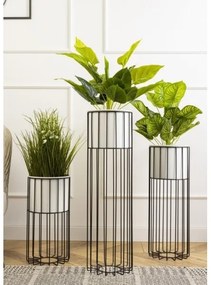 Kovový kvetináč LOFT 70x20 cm čierna/biela