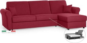 Rohová sedacia súpravana každodenné spanie SAVONA s rozkladom, tm. červená (penelope 12), 140