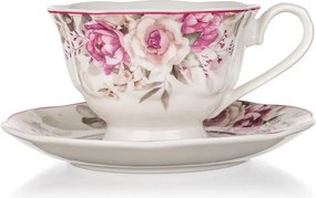Keramická šálka na nôžke s tanierikom ROSE 220 ml