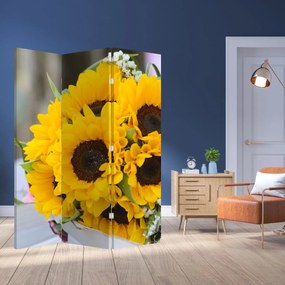 Paraván - Svadobné kytice zo slnečníc (126x170 cm)