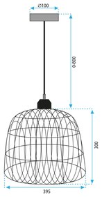 Toolight Boho, stropné svietidlo 40cm 1xE27 APP1352-1CP, čierna-prírodná hnedá, OSW-05765