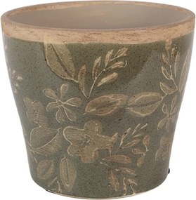 Zelený keramický obal na kvetináč s kvetmi Timothée M - Ø 12*10 cm