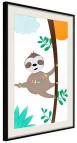 Artgeist Plagát - Happy Sloth [Poster] Veľkosť: 40x60, Verzia: Čierny rám s passe-partout