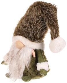 Vianočná dekorácia Škriatok stojaci, v. 30 cm, zelená/biela, 30 cm