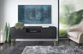 TV skrinka Harmony, čierna/čierny mramor