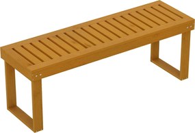 Outsunny drevená záhradná lavička pre 2 osoby s latkovým sedadlom, nosnosť 300 kg, na patio terasu 120x34x43 cm Teak | Aosom