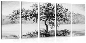 5-dielny obraz orientálna čerešňa v čiernobielom prevedení Varianta: 100x50