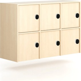 Nadstavba pre skrine FRAME, 6x dvere, 1299 x 450 x 854 mm, kódový zámok, breza