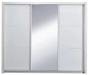 Skriňa s posúvacími dverami, biela/vysoký biely lesk, 208X213, ASIENA