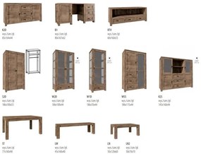 Vitrína Nevada W2D, dub lefkas ciemny