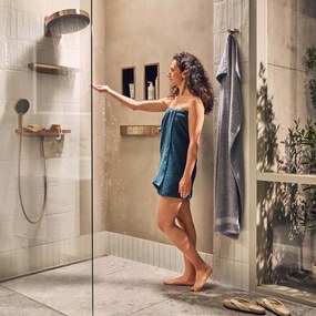 Hansgrohe Rainfinity, šijová sprcha 500 1jet s poličkou, kartáčovaný bronz, HAN-26243140