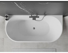 Mexen Oval, voľne stojaca nástenná vaňa 160 x 80 cm, biela-čierna, brúsený grafit prepad, 52671608075-95