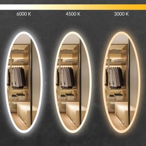 Nástěnné oválné zrcadlo s LED osvětlením DROP 50x120 cm