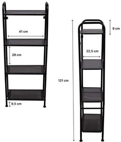 Erga Miki, 4-policový regál 420x220x1065mm, čierna matná, ERG-YKA-P.MIKI-4