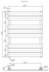 Erga Classic, vykurovacie teleso 800x600 mm, 508W, biela, ERG-LAV-CLAS-8060-WH