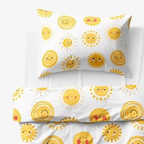 Goldea detské bavlnené obliečky - usmievavá slniečka 140 x 200 a 70 x 90 cm