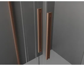 Mexen Velar L Duo, sprchový kút s posuvnými dverami 100 x 90 cm, 8mm sklo námraza, medená matná, 871-100-090-02-33-65