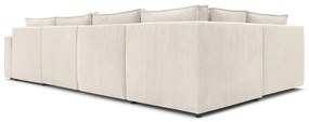 Krémovobiela menčestrová rohová pohovka (ľavý roh/do tvaru "U") Nihad modular – Bobochic Paris