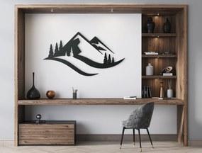 drevko Minimalistický obraz Hory a les Rozmer obrazu: 35 x 65 cm, Farba dekorácie: Čierna