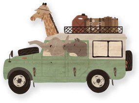 Zelený detský nástenný vešiak Safari Van - Little Nice Things