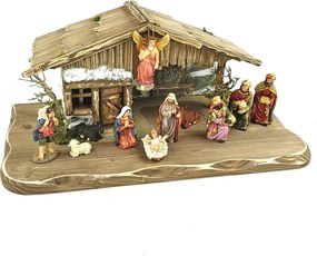 AMADEA Drevený betlehem šedohnedý BEZ FIGURÍK 45 cm