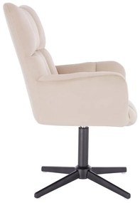LuxuryForm DESIGN Kreslo AURORA VELUR na čiernom kríži - krémové