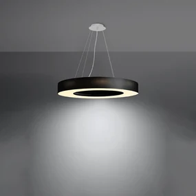 Závesné svietidlo Saturno Slim, 1x čierne textilné tienidlo, (biely plast), (fi 70 cm)