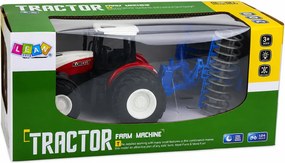 LEAN Toys Traktor s poľnohospodárskym valcom, diaľkovo ovládaný RC, červené svetlá, mierka 1:24
