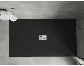 Mexen Hugo, obdĺžniková sprchová vanička SMC 180 x 100 cm, čierna, oceľová krytka, 42701018-X