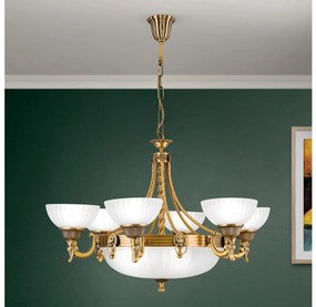 Orion LU 1689/6+3 - Luster na reťazi ROCCA 9xE27/60W/230V pr. 75 cm bronz/biela