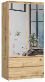 Skriňa S 90 cm 2D 2SZ 2 zrkadlá CLP dub artisan