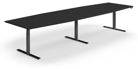 Nastaviteľný rokovací stôl QBUS, oválny, 4000x1200 mm, čierny rám, čierna