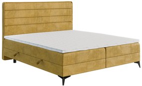 Manželská posteľ Boxspring 140 cm Horazio (žltá) (s matracom a úl. priestorom). Vlastná spoľahlivá doprava až k Vám domov. 1043378