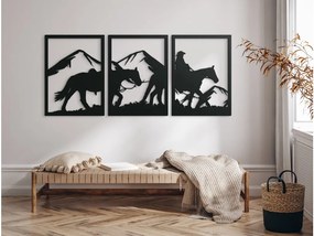 drevko 3-dielny obraz Jazdec v horách Rozmer obrazu: 38,5 x 89 cm, Farba dekorácie: Čierna