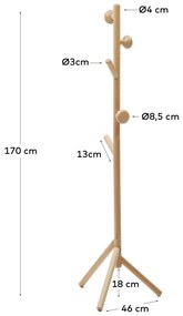 Vešiak z bukového dreva v prírodnej farbe 46x170 cm Nadue – Kave Home