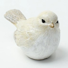 Vtáčik polyrez biely 12x6x7cm 213473 - Dekorácia