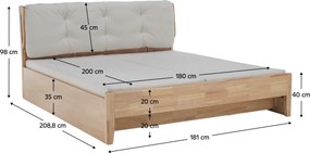 Manželská posteľ 180 cm Fresas (prírodná) (s roštom) (s úl. priestorom). Vlastná spoľahlivá doprava až k Vám domov. 1116340
