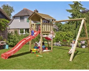 Ihrisko Jungle Cottage so šmykľavkou a modulom 2-Swing Frame